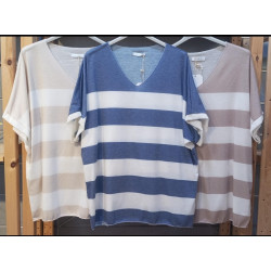 Blusa de pico en punto a rayas